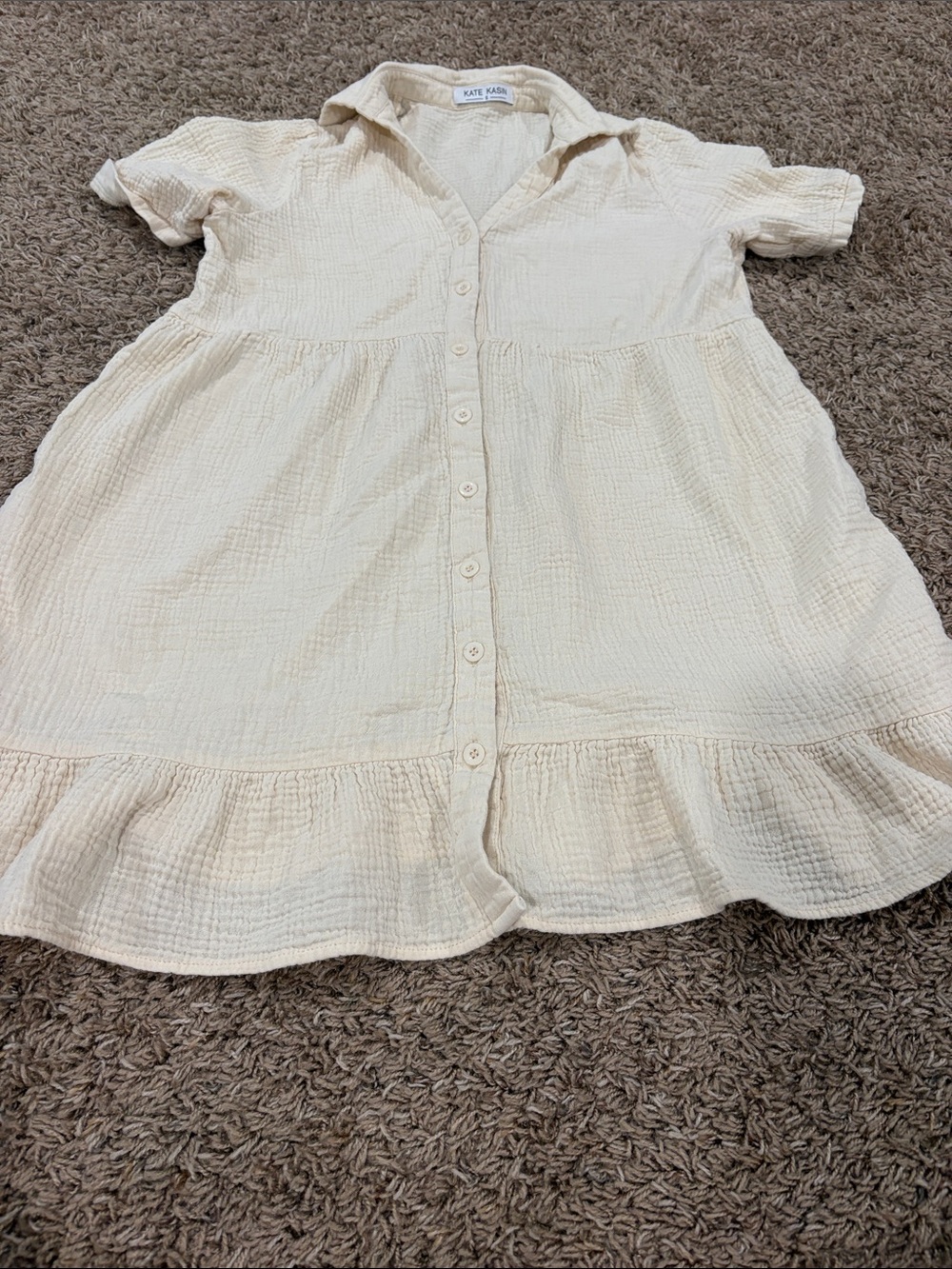 Kate Kasin cream button down mini dress size Small